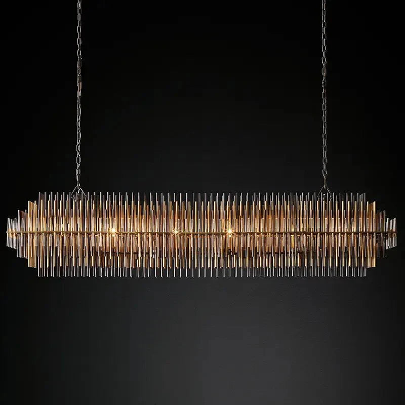 Athena Row Chandelier in Burnished Brass & Pewter