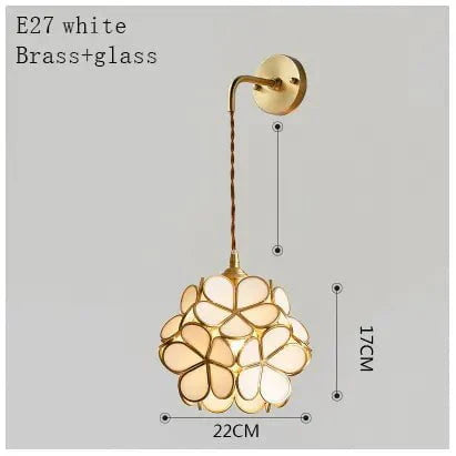 Flora Round Glass Wall Light in Clear & White