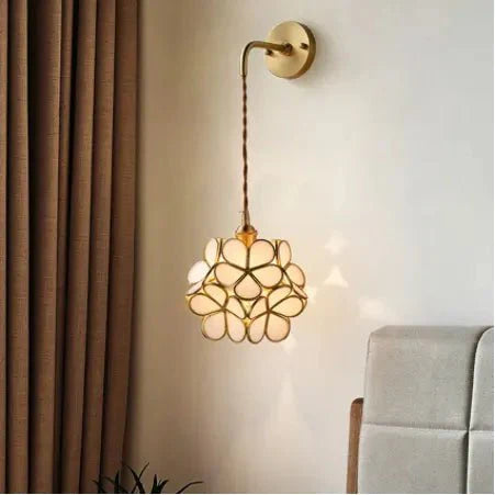 Flora Round Glass Wall Light in Clear & White