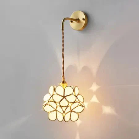 Flora Round Glass Wall Light in Clear & White