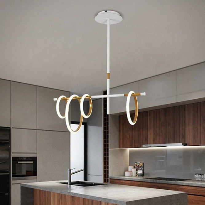 Ring Magnet Side Horizontal Chandelier (4 rings) in Black & White