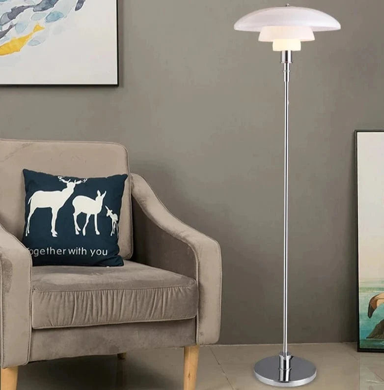 Umbrella Floor Lamp in Black & Orange