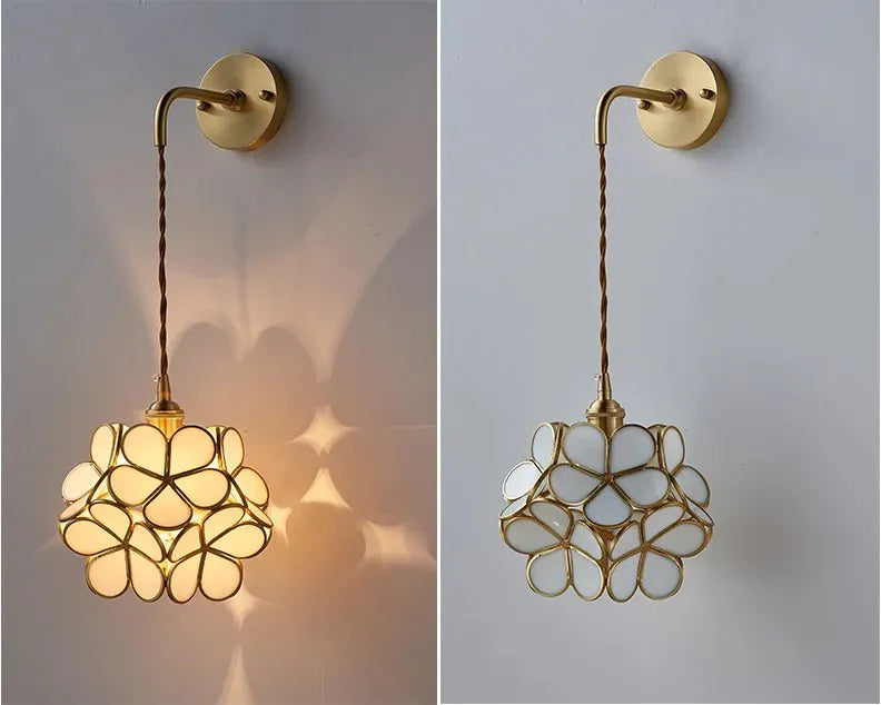 Flora Round Glass Wall Light in Clear & White