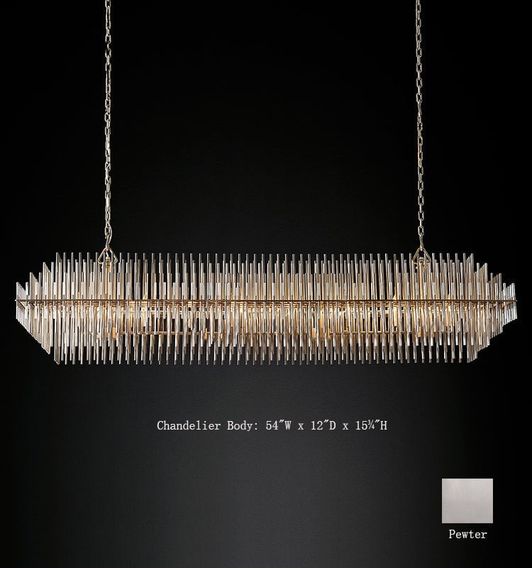 Athena Row Chandelier in Burnished Brass & Pewter
