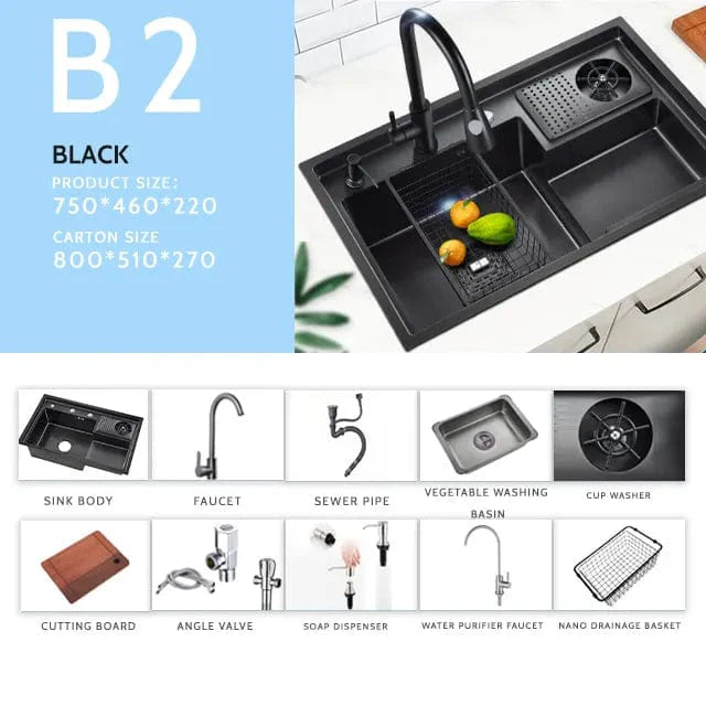 Pure Stream Sink in Silver & Black
