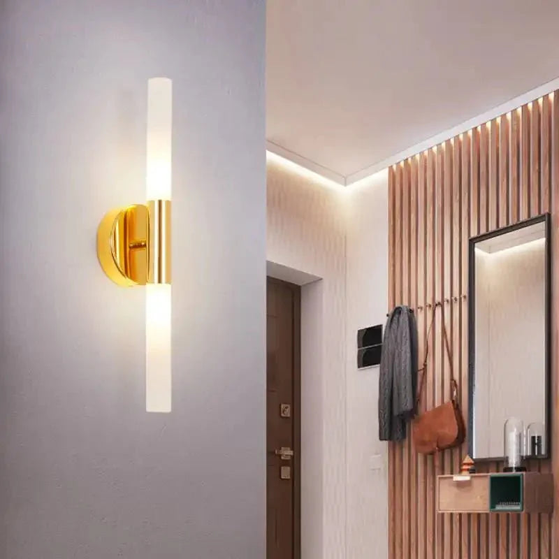 Piped Up Cylindrical Wall Light in Gold & Black