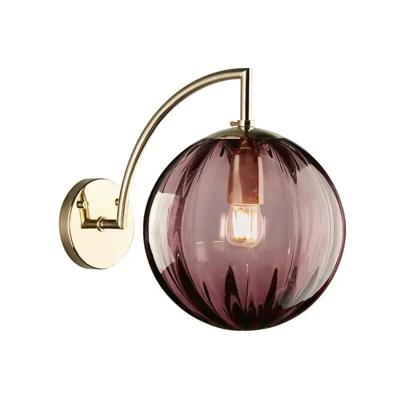 Gusto Round Glass Wall Light in Smoke & Blue