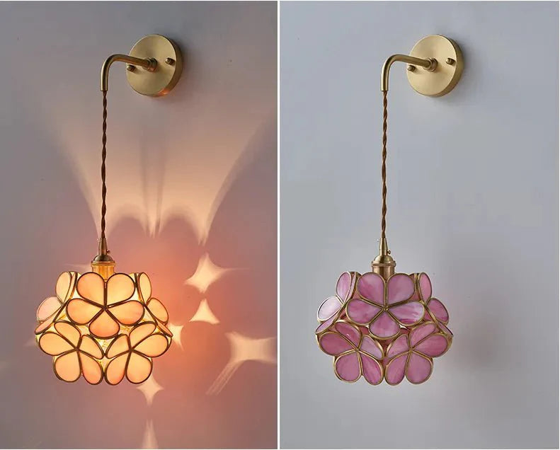 Flora Round Glass Wall Light in Clear & White