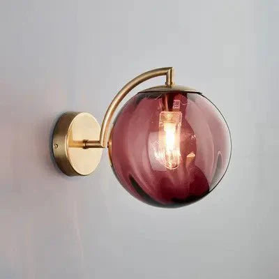 Gusto Round Glass Wall Light in Smoke & Blue