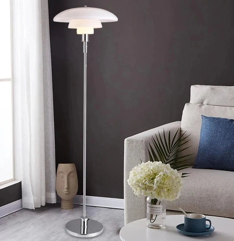 Umbrella Floor Lamp in Black & Orange