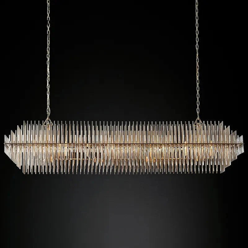 Athena Row Chandelier in Burnished Brass & Pewter