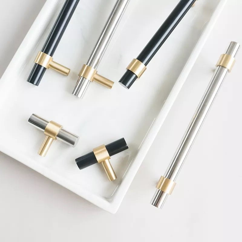 Day Bell Furniture Handle in Black & Gold & Silver & Gold