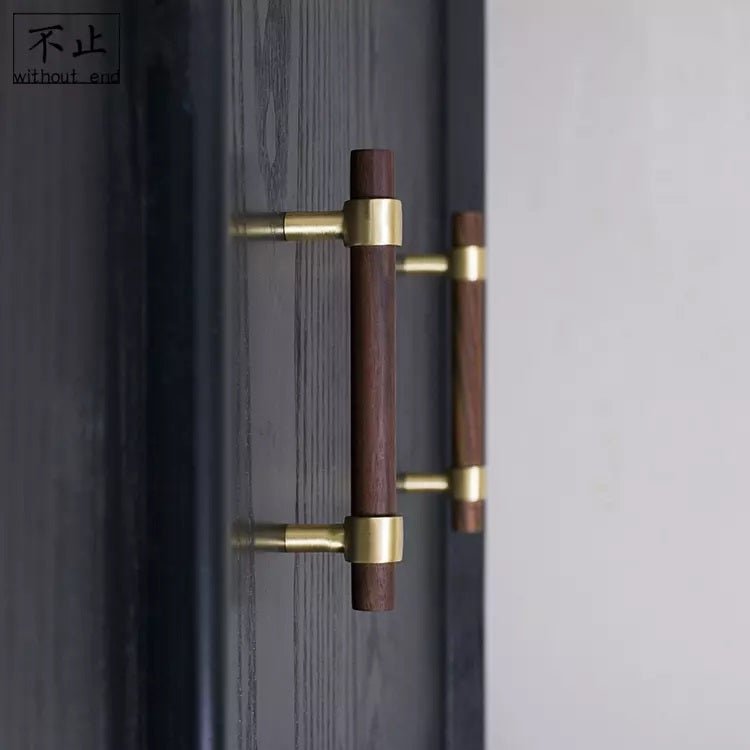 Francisco Brass Furniture Handle in Beech & Walnut