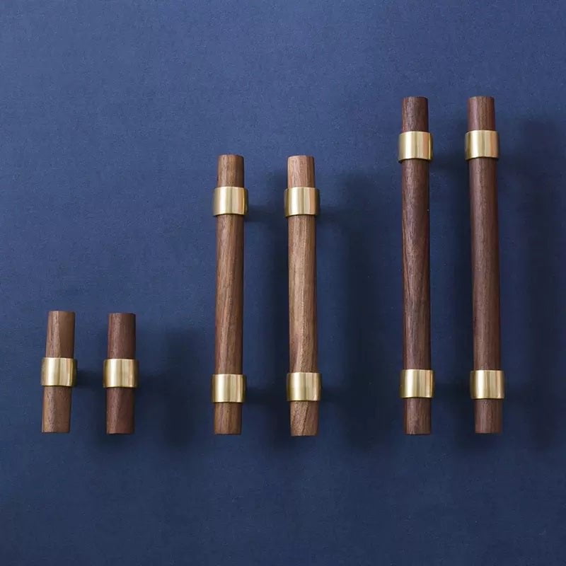 Francisco Brass Furniture Handle in Beech & Walnut