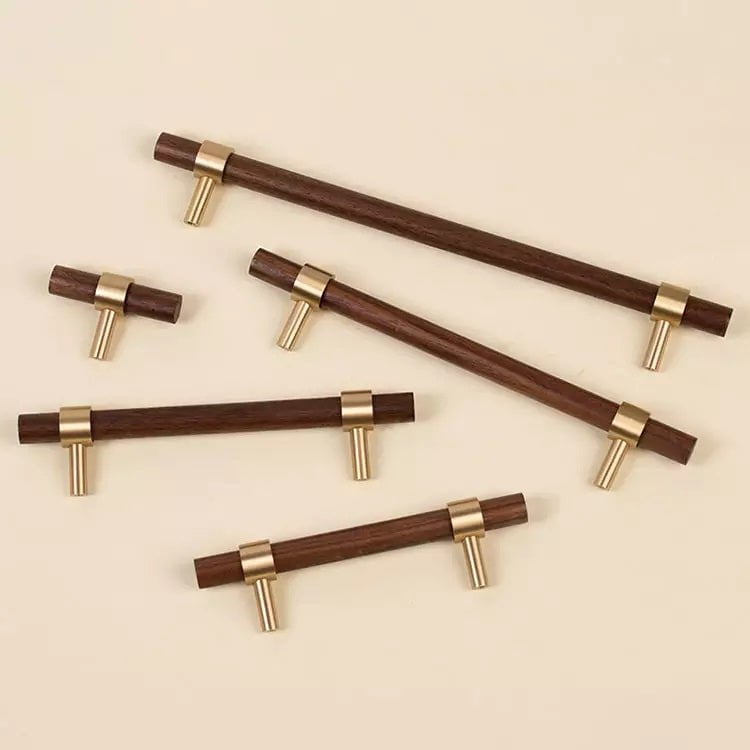 Francisco Brass Furniture Handle in Beech & Walnut
