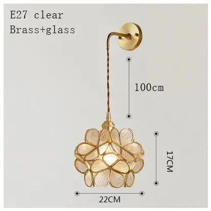 Flora Round Glass Wall Light in Clear & White