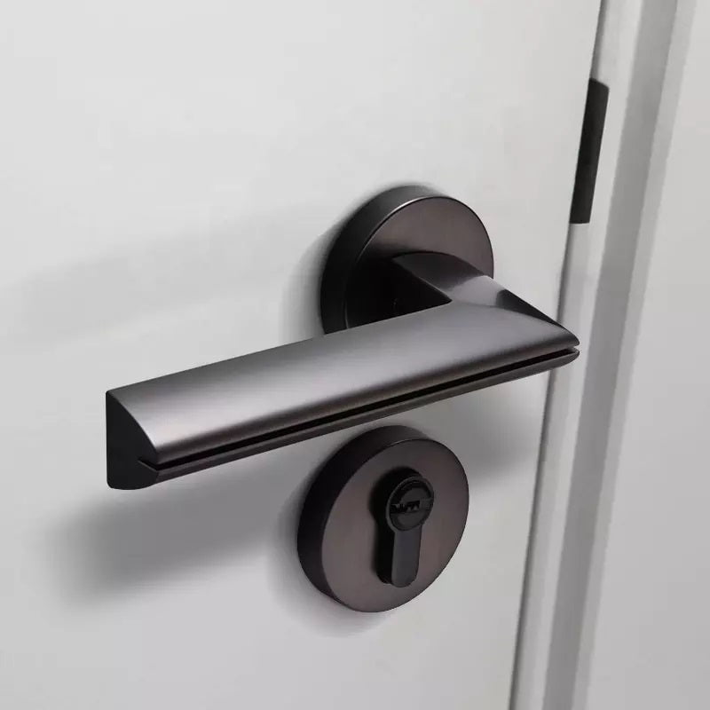 Pavo Lever Door Lock in Brushed Black Nickel & Brushed Brass