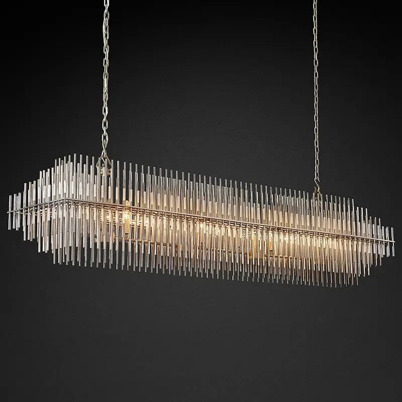 Athena Row Chandelier in Burnished Brass & Pewter