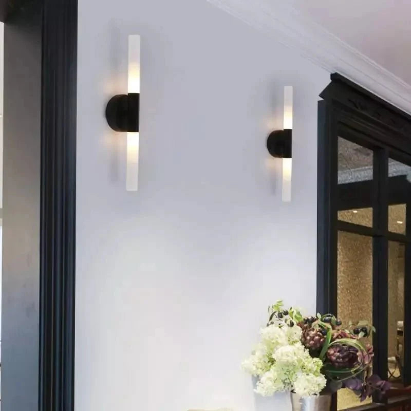 Piped Up Cylindrical Wall Light in Gold & Black
