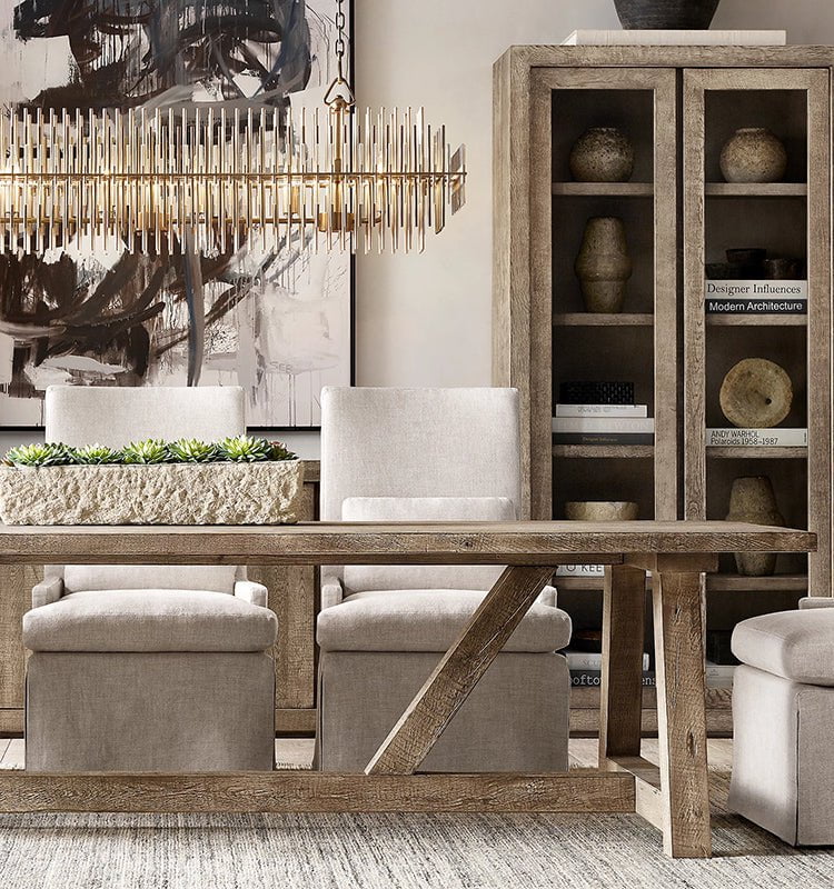 Athena Row Chandelier in Burnished Brass & Pewter