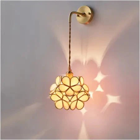 Flora Round Glass Wall Light in Clear & White