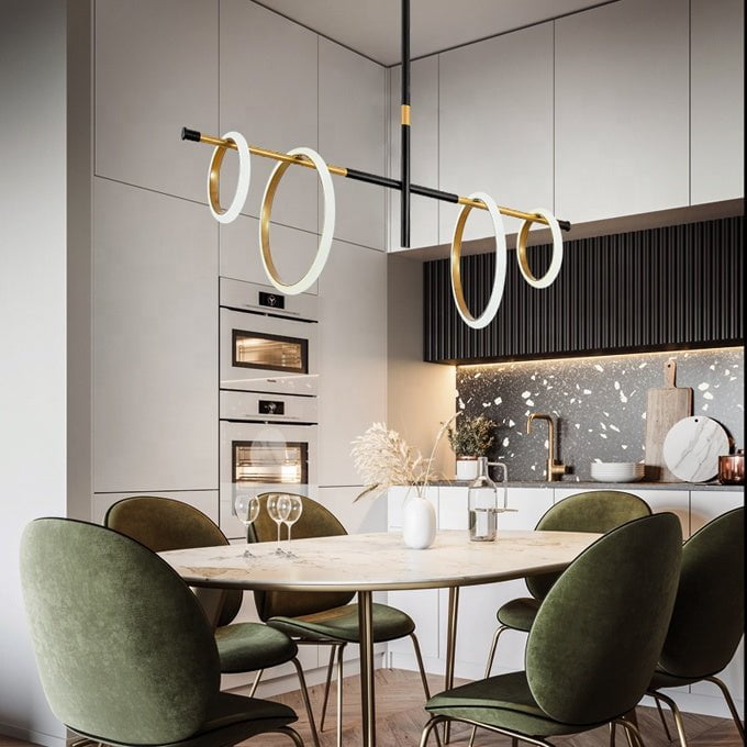 Ring Magnet Horizontal Chandelier (4 rings) in Black & White