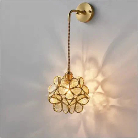 Flora Round Glass Wall Light in Clear & White