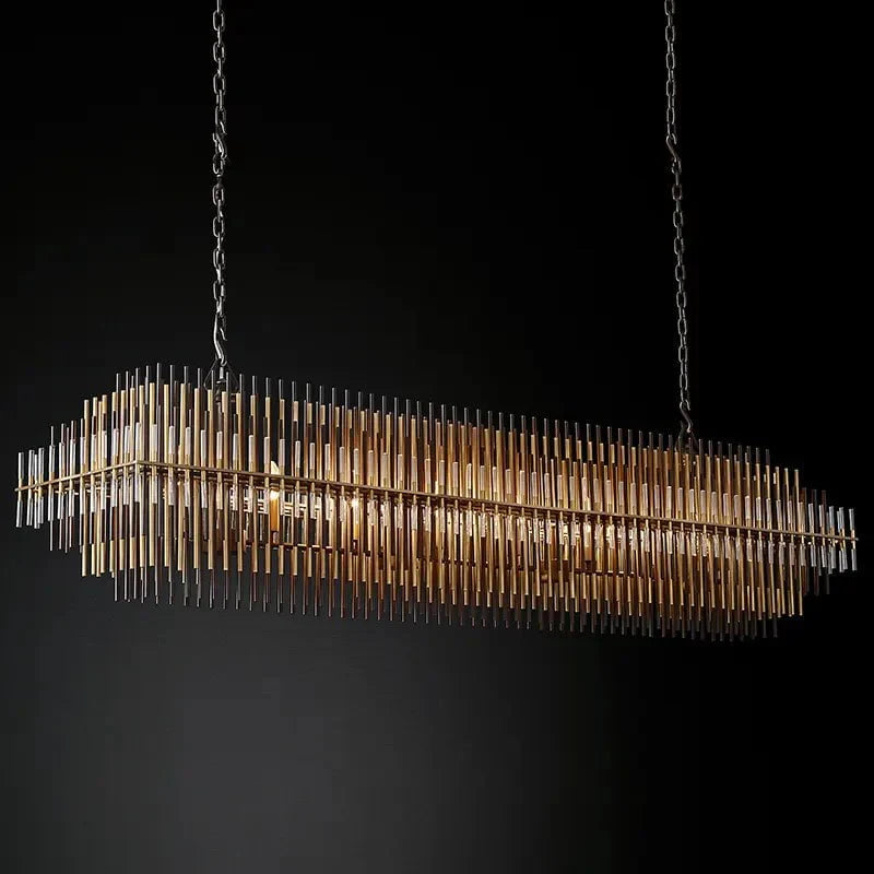 Athena Row Chandelier in Burnished Brass & Pewter