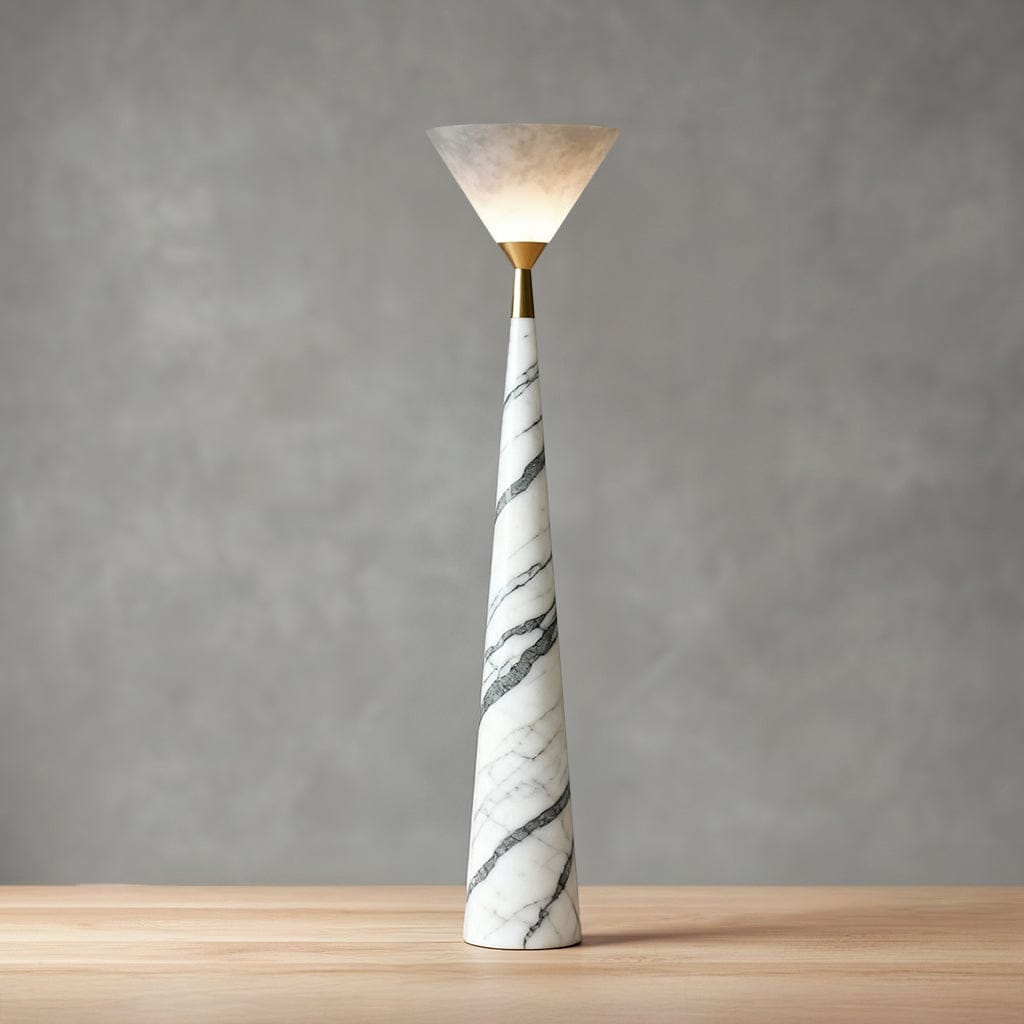 Zenith Table Lamp in Calacatta Marble & Dark Marble