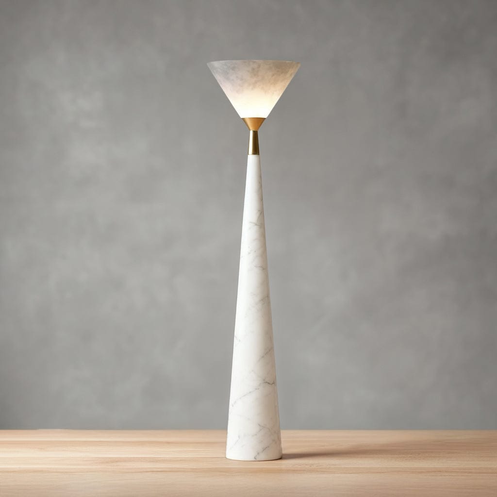 Zenith Table Lamp in Calacatta Marble & Dark Marble