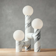 Orion Table Lamp in Calacatta Marble & Dark Marble