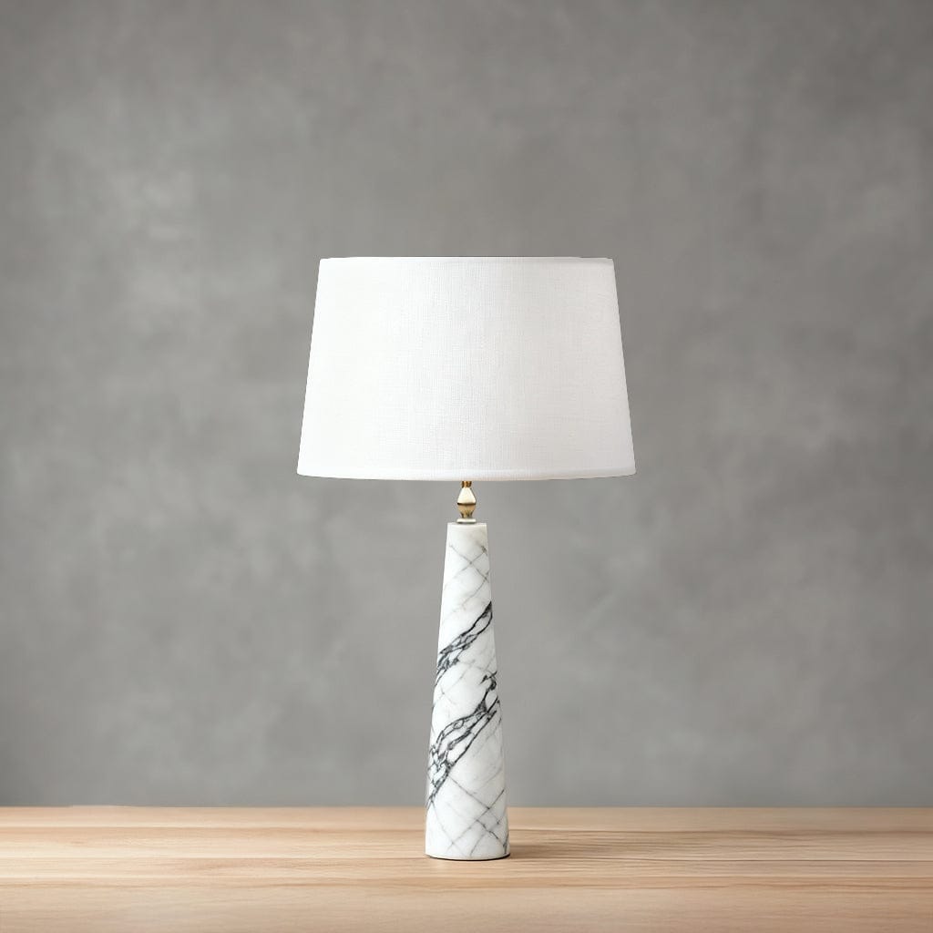 Apex Table Lamp in Calacatta Marble & Dark Marble