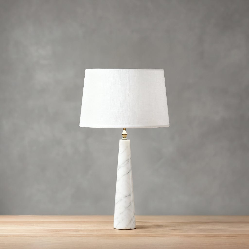 Apex Table Lamp in Calacatta Marble & Dark Marble