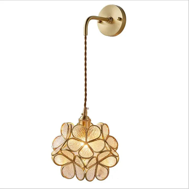 Flora Round Glass Wall Light in Clear & White