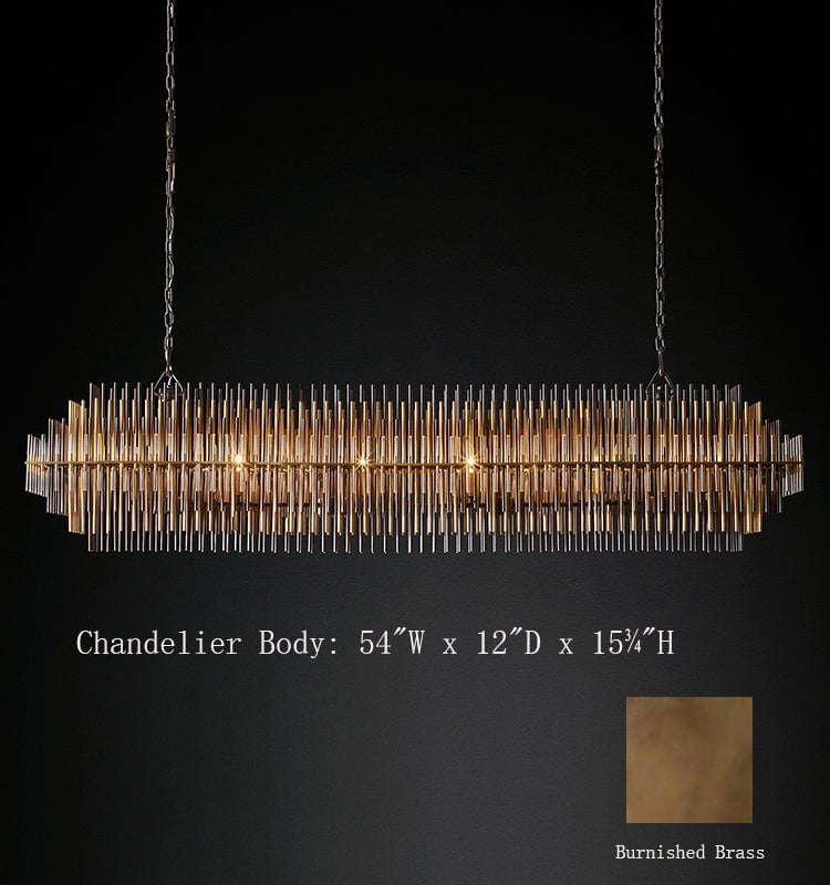 Athena Row Chandelier in Burnished Brass & Pewter