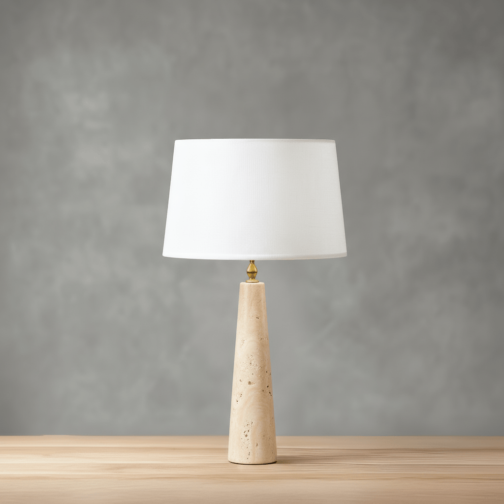Apex Table Lamp in Calacatta Marble & Dark Marble