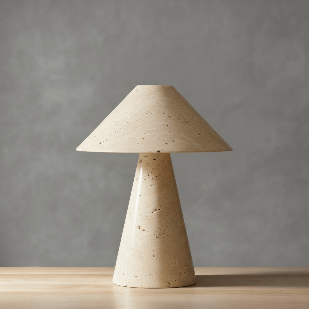 Bella Cone Table Lamp in Black Marble & Calacatta Marble