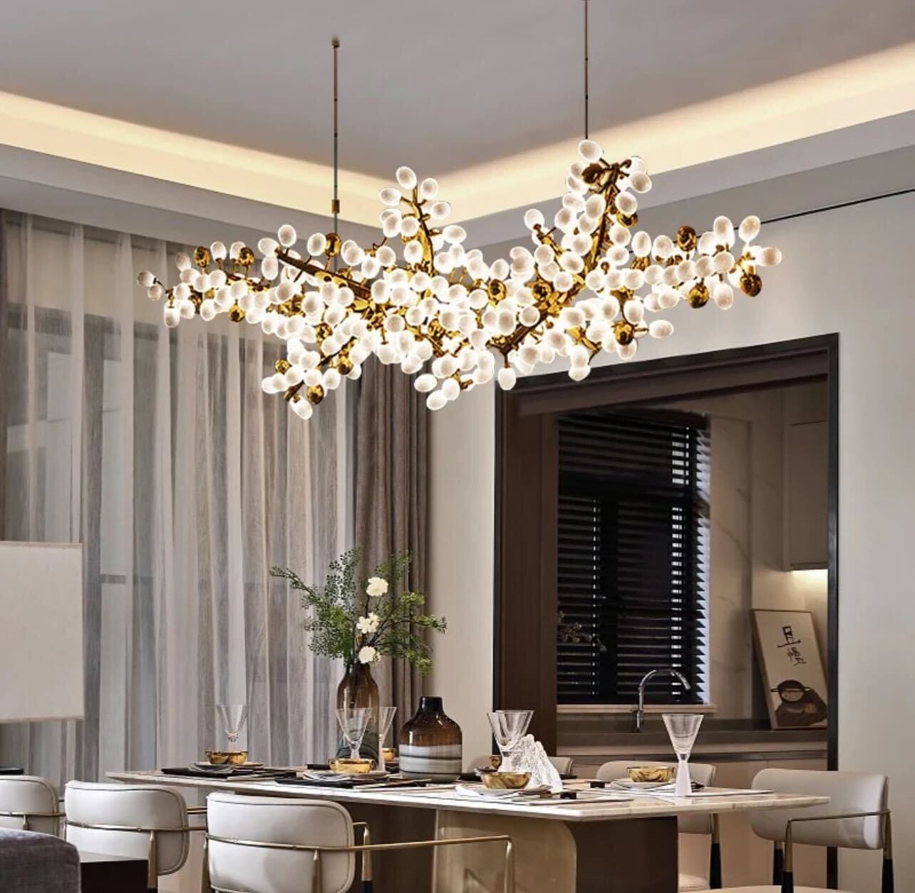 Marinae Chandelier in Polished Gold & Satin Brass
