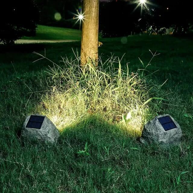 Rocky Solar Garden Light in Granite & Basalt