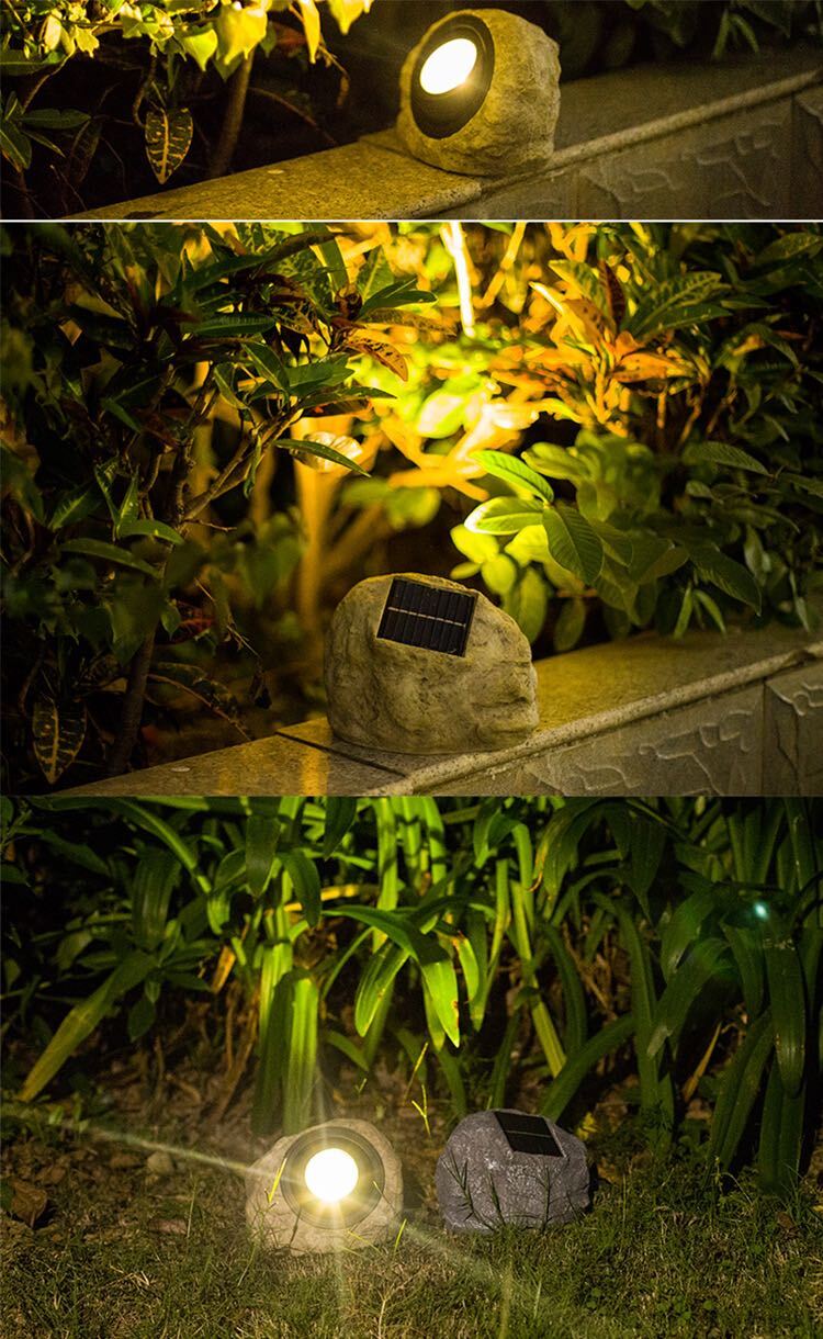 Rocky Solar Garden Light in Granite & Basalt