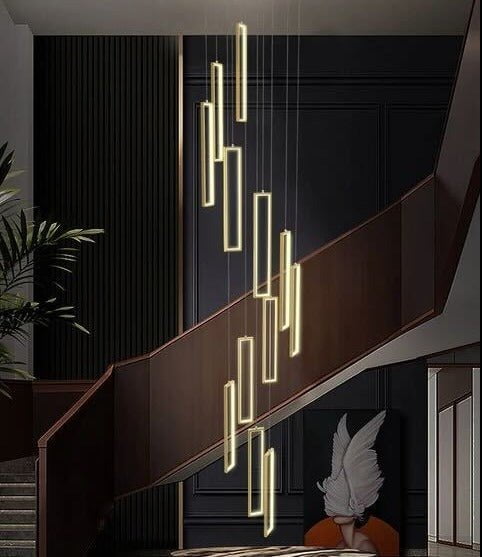 Starlit Fall Chandelier in Black & Gold