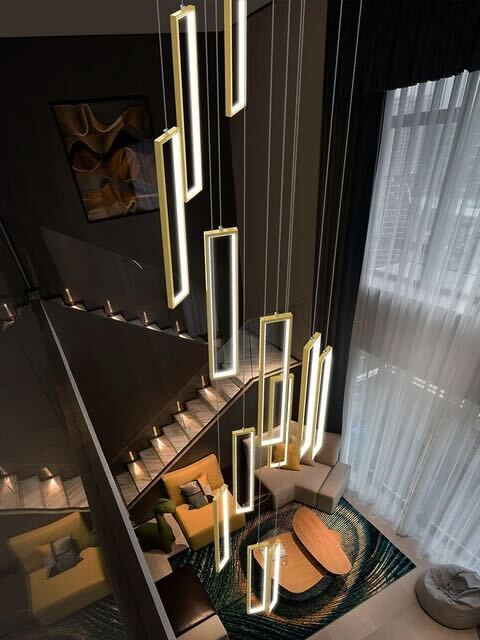 Starlit Fall Chandelier in Black & Gold