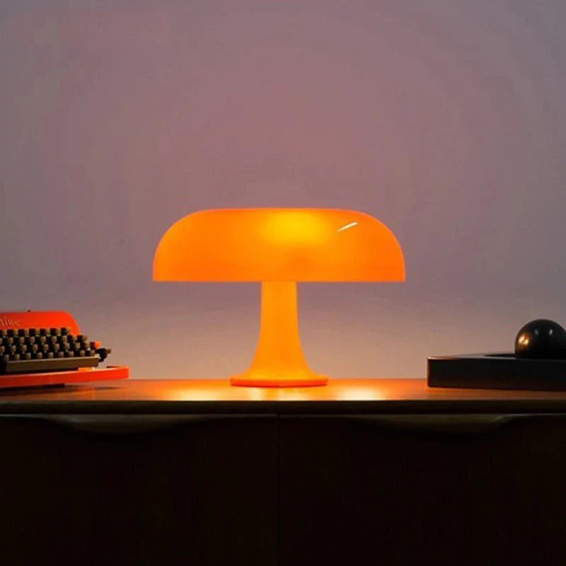 Mushroom Table Lamp in White & Orange