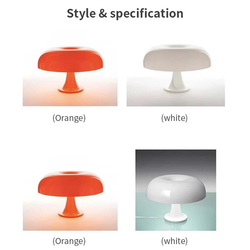 Mushroom Table Lamp in White & Orange