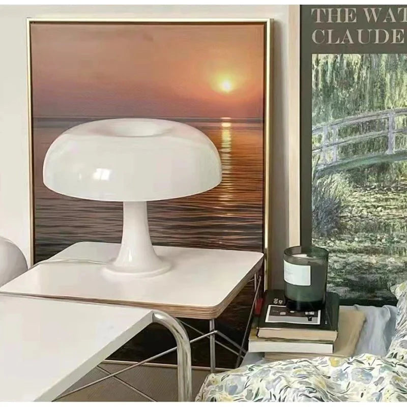 Mushroom Table Lamp in White & Orange
