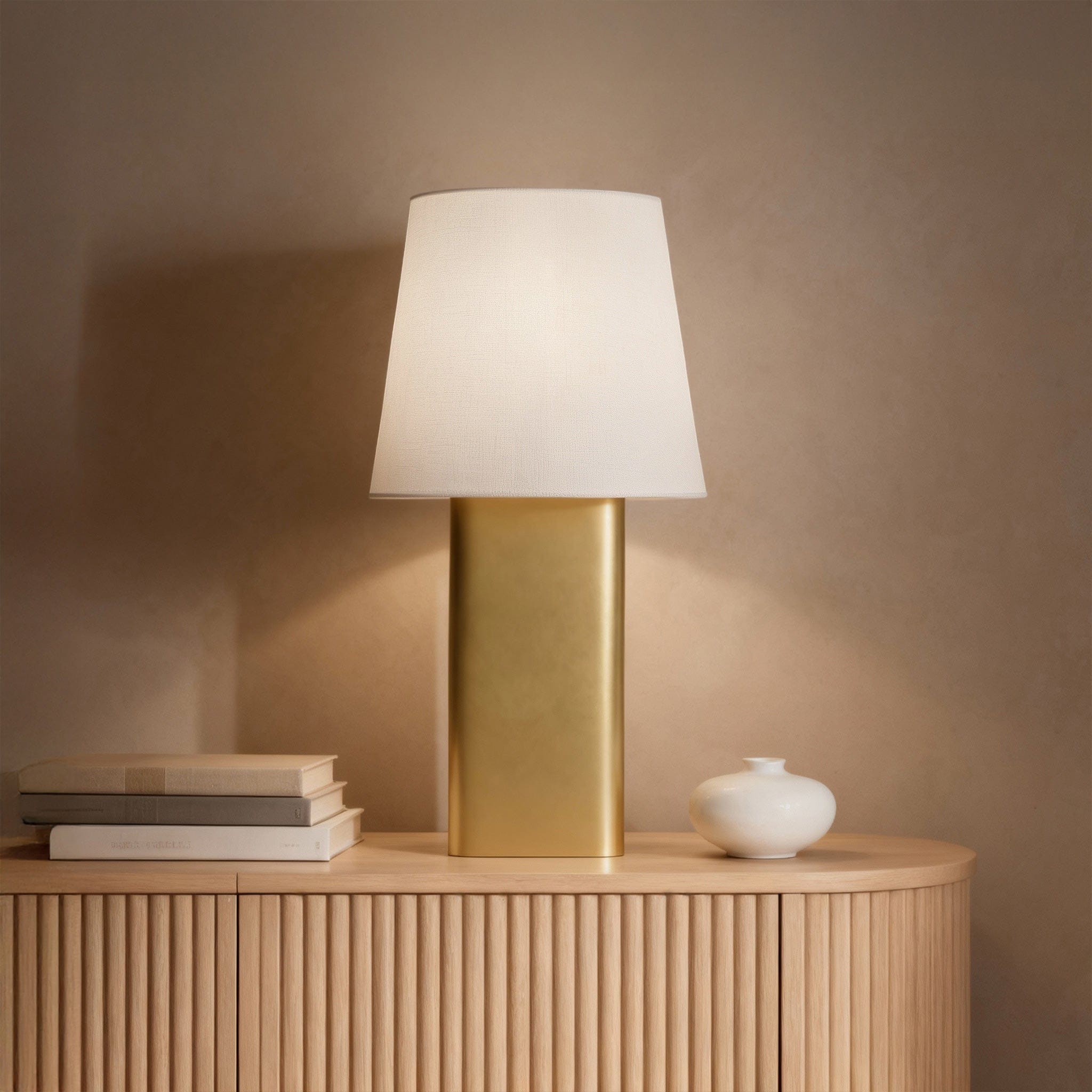 Ovale Table Lamp in Pewter & Brass
