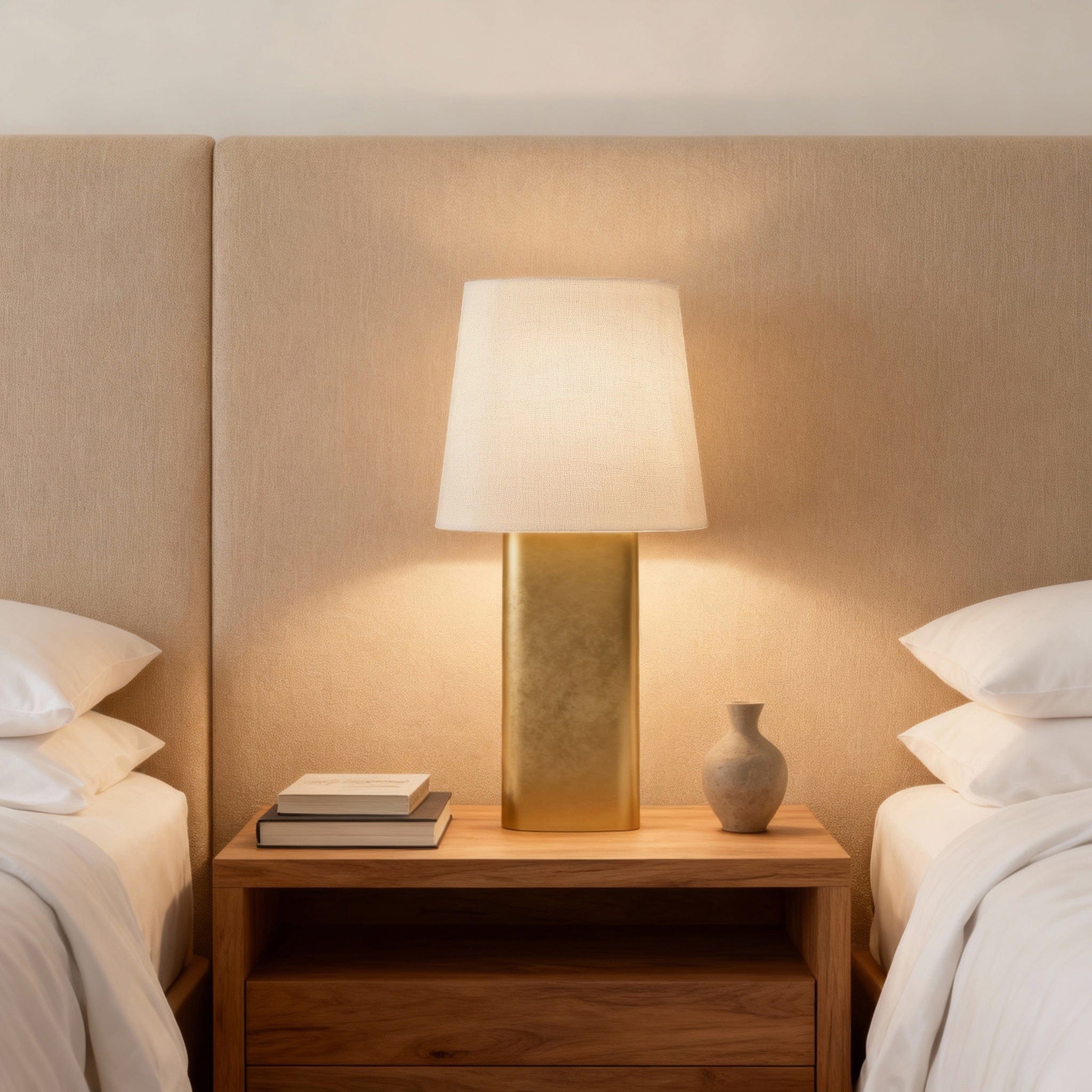Ovale Table Lamp in Pewter & Brass