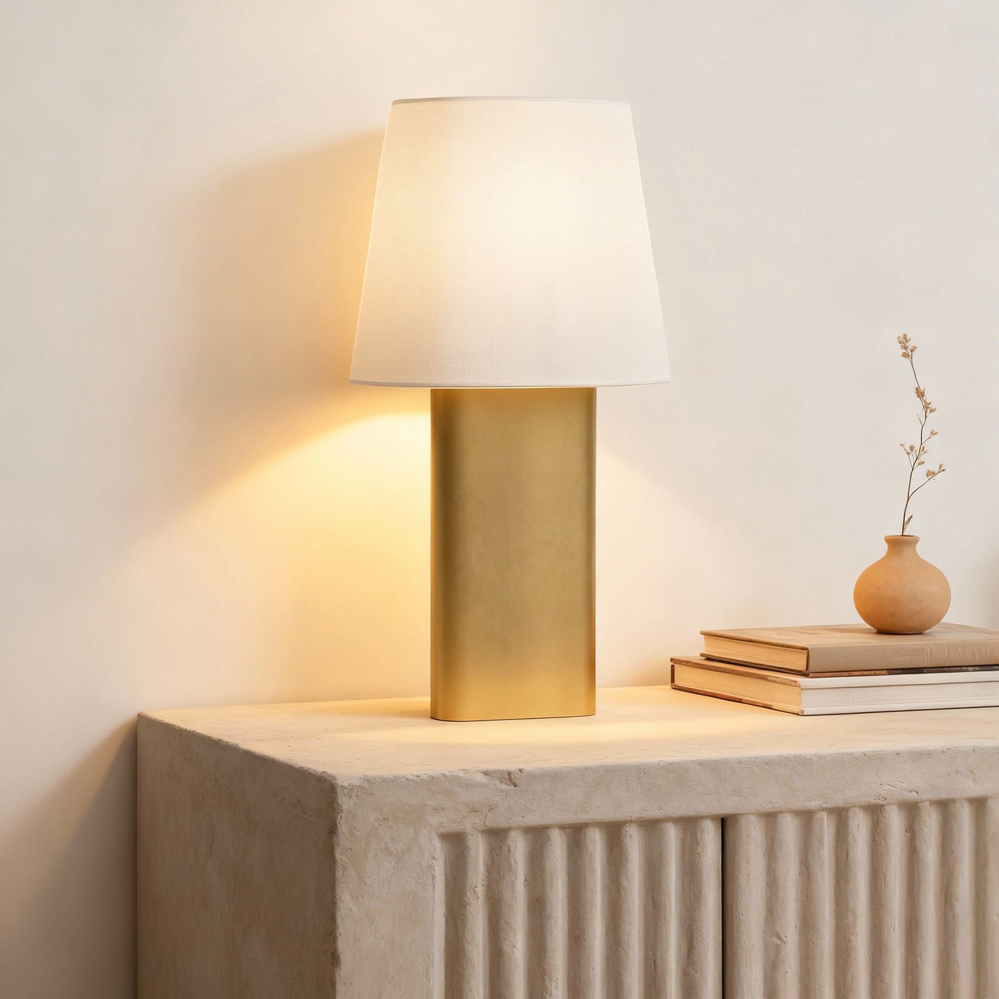 Ovale Table Lamp in Pewter & Brass