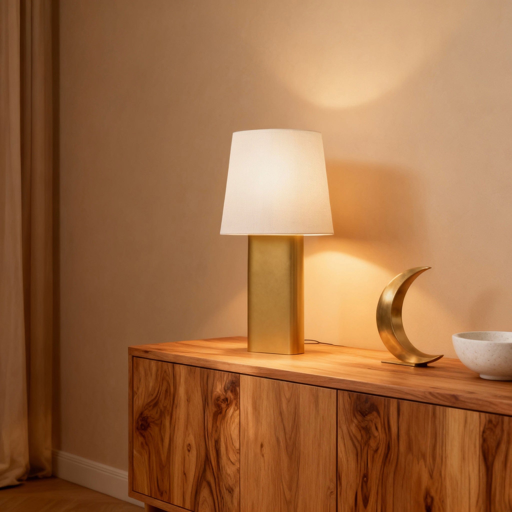 Ovale Table Lamp in Pewter & Brass