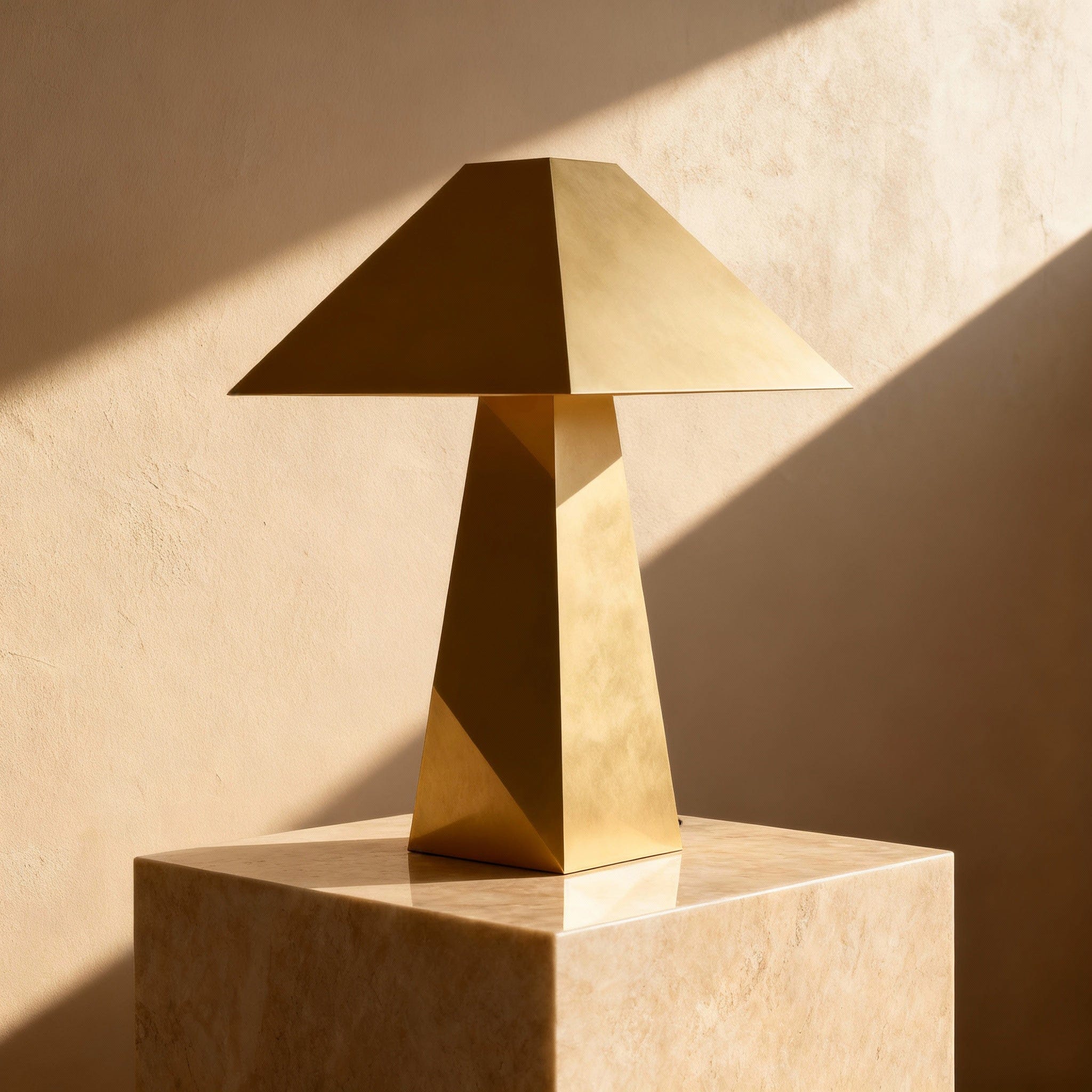 Pyramid Table Lamp in Bronze & Pewter